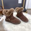 Женские модные зимние сапоги, зимние теплые сапоги с плюшевой подкладкой, уличные прогулочные сапоги для отдыха