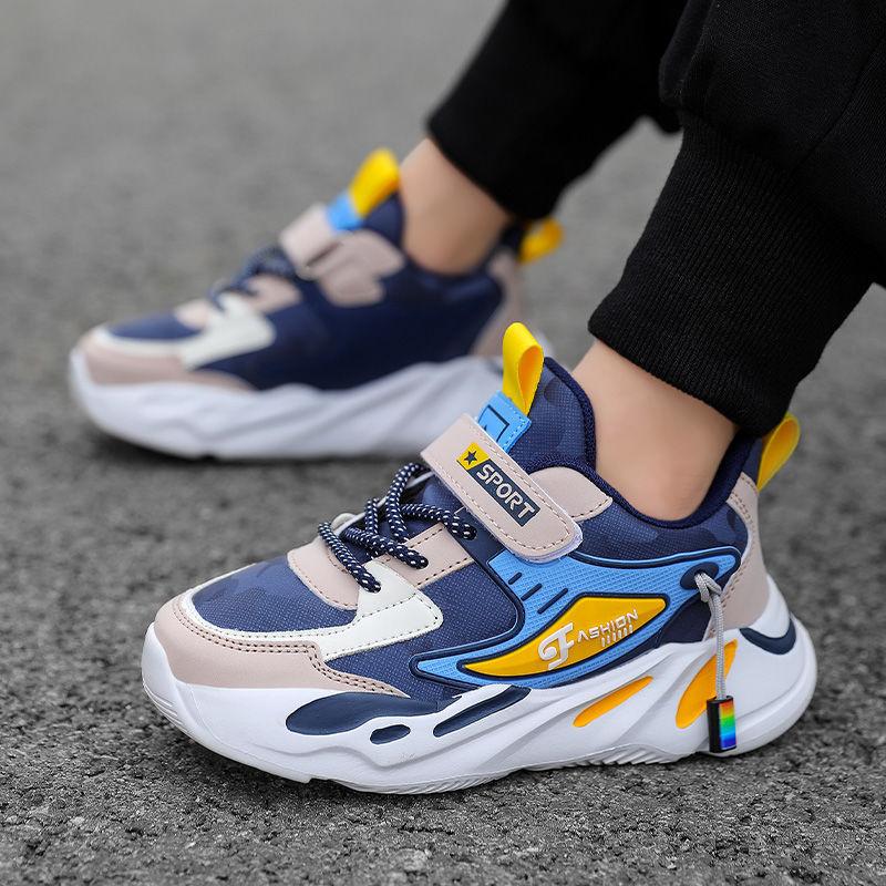 Весенне-осенний школьный сезон кроссовки повседневная обувь обувь для мальчиков средние старшие дети сетка кожа спортивная обувь нескользящая детская спортивная