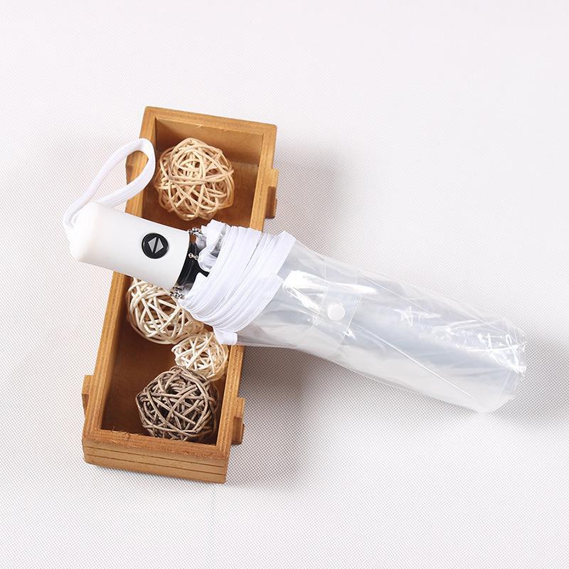 Прозрачный зонт складной полностью автоматический прозрачный тройного сложения зонт от дождя зонт студенческий минималистичный