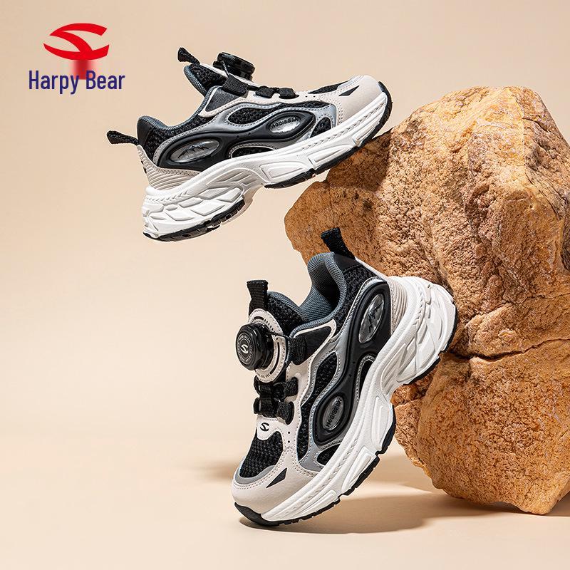 Детские дышащие повседневные кроссовки Habi Bear с двойной сеткой - Модная обувь на весну и осень с пуговицами