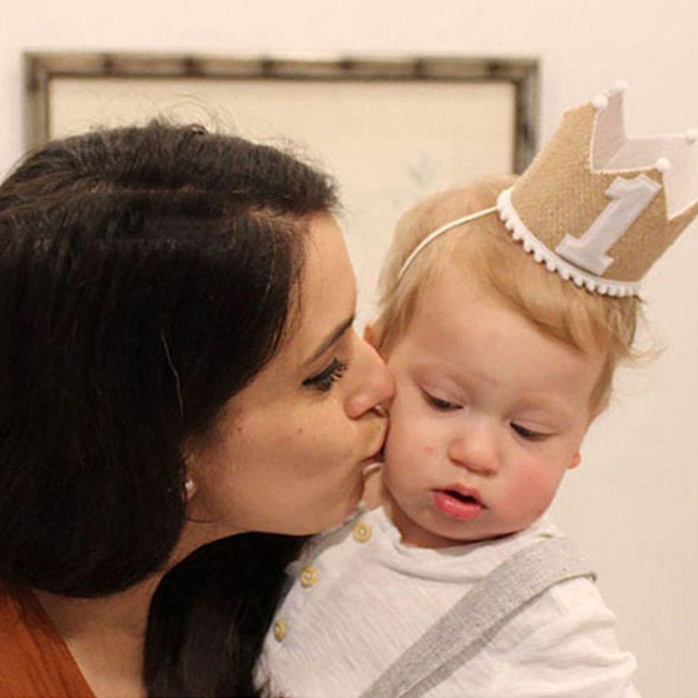 Supplies with Elastic Strap Baby Decor Anniversary Cap Burlap Crown Hat Baby Birthday Party Hat