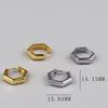Gold Color Geometric Polygon Glossy Fashion Jewelry Square Earrings Ear Studs Hexagon Hoop Earrings