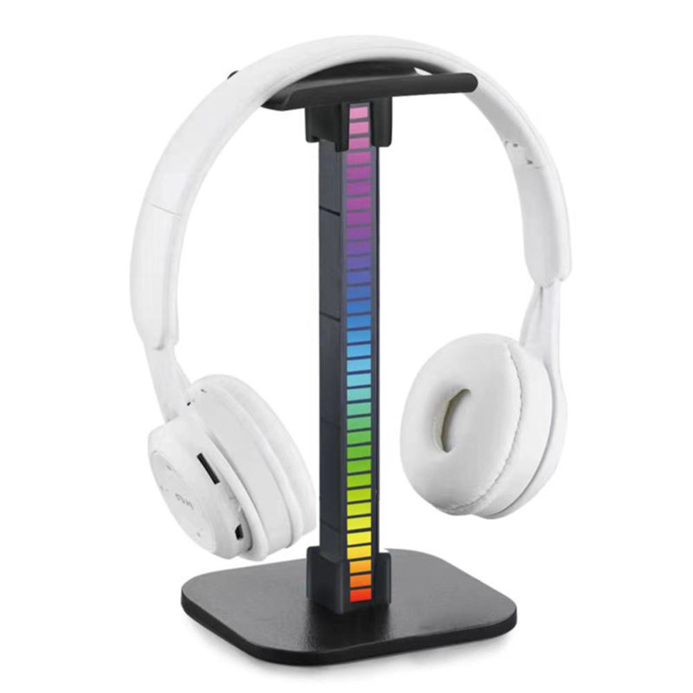 Подставка для игровых наушников RGB с двумя портами USB, аудиопортом 3,5 мм, 10 световых эффектов, держатель для игровой гарнитуры для ПК геймера