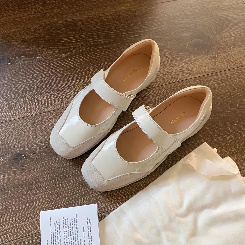 Версия из коровьей кожи~ Ленивые туфли Мэри Джейн на липучке, мягкие, функциональные, ветрозащитные, женские кожаные туфли на платформе, одинарные туфли, лоферы, маленькие кожаные туфли