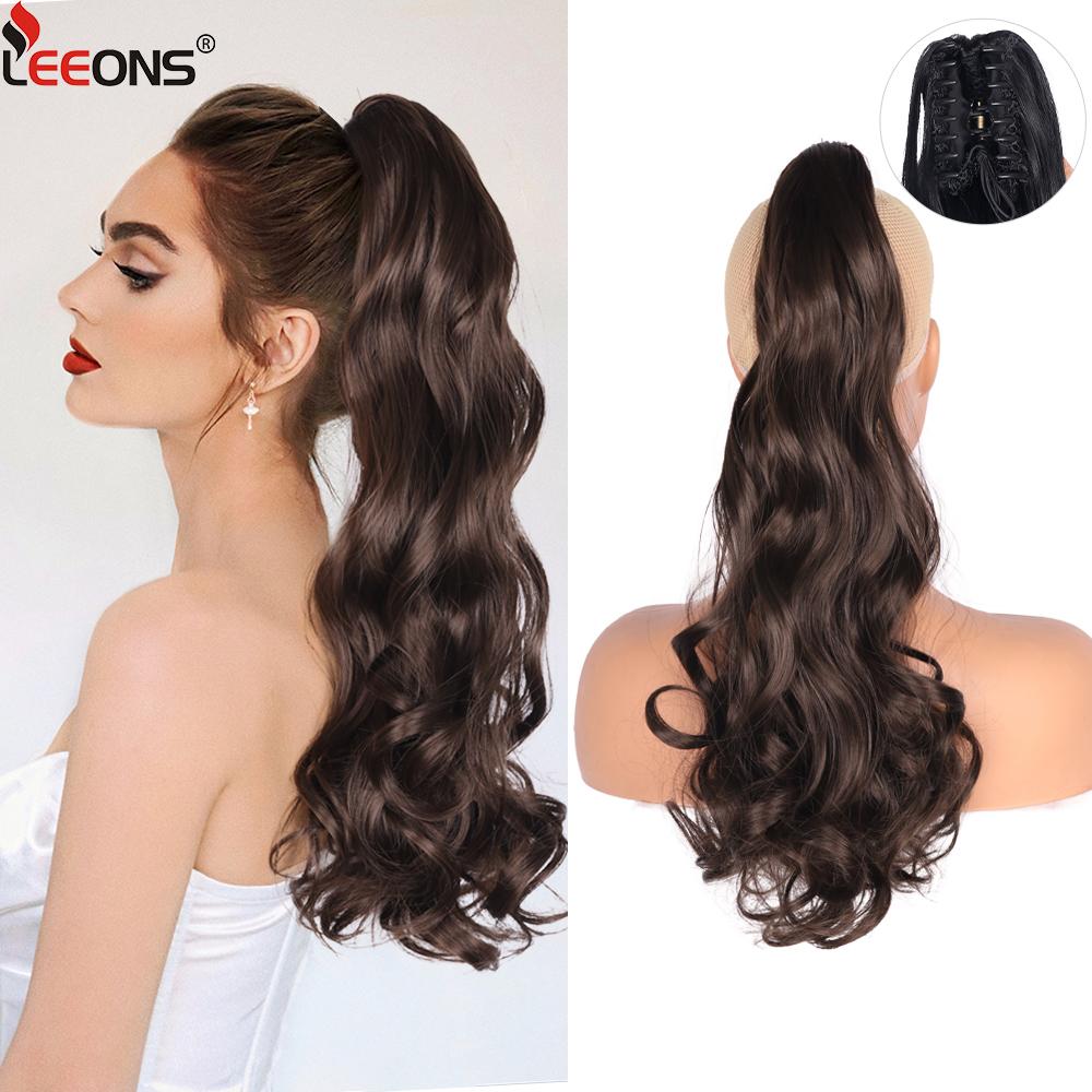22" Ponytail Extension Claw Long Thick Wavy Curly Jaw Clip In Fake Pony Tails Soft Natural Looking Synthetic Hairpiece For Women