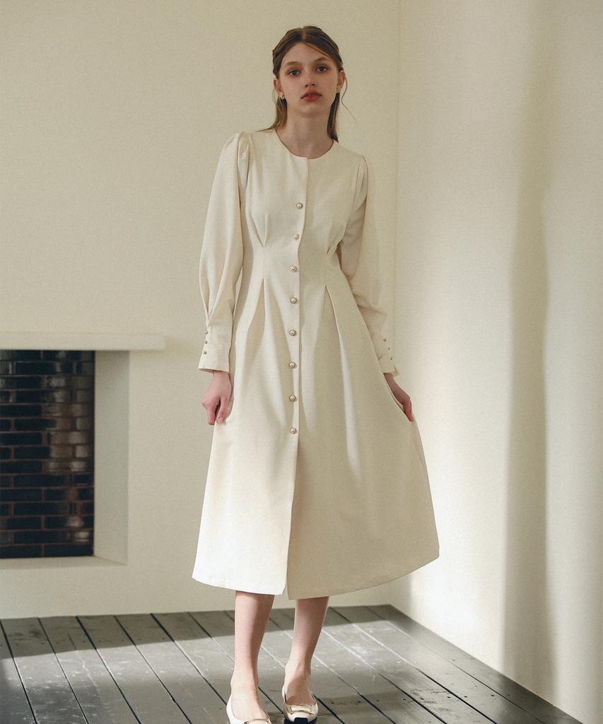 Hypernet Pearl Pintuck Ceremony Dress_Ivory