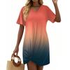 Женские модные повседневные свободные платья с коротким рукавом и V-образным вырезом