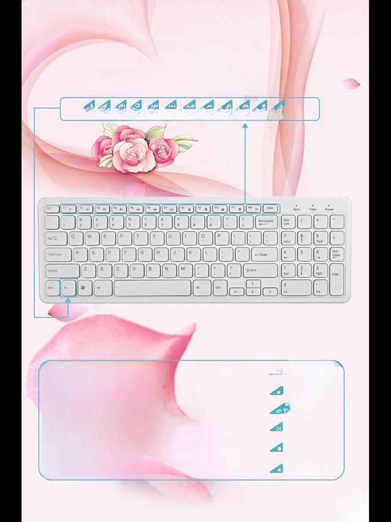 Комплект беспроводной клавиатуры и мыши 2.4G - универсальный для ноутбука, настольного компьютера, Smart TV, дизайн Chocolate