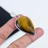 Натуральный камень Тигровый глаз Серебряный кулон из стерлингового серебра 925 пробы - Ручная работа, дизайн 'Груша', Украшение для повседневной носки, Подарок на День отца