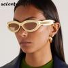 Punk Cat Eye Sunglasses Women Men Luxury Brand Design New Fashion One-Piece Sun Glasses For Female Small Frame Oval Shades