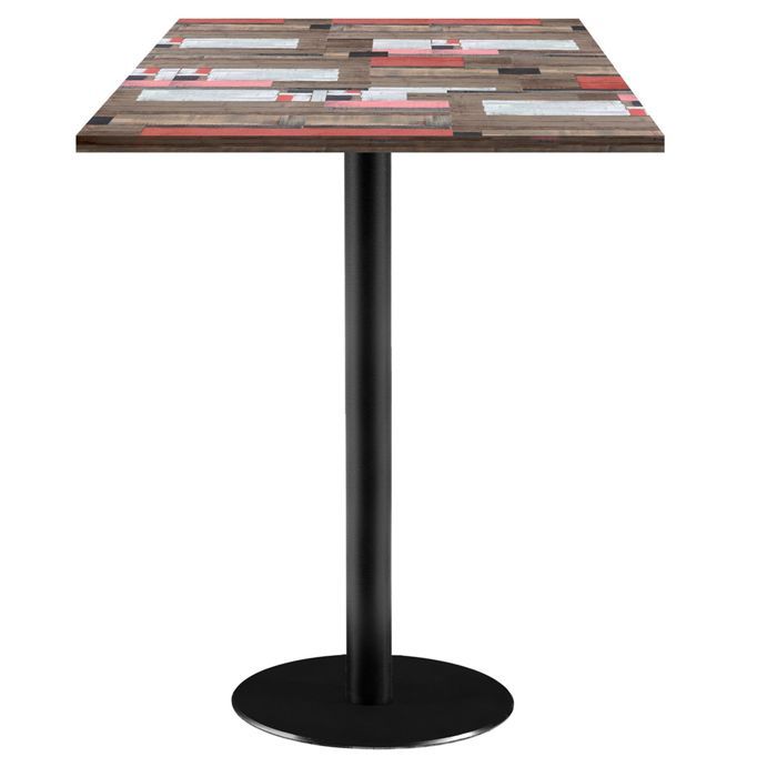 60 X 60 Cm High Table - Rome Model In Redden Wood
