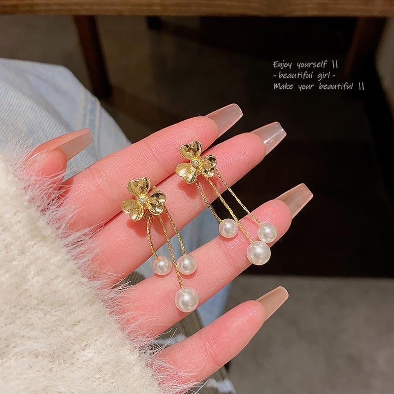 Серьги-игл S925 Silver Rose с роскошными цветочными кисточками и жемчугом для женщин — элегантный и универсальный дизайн