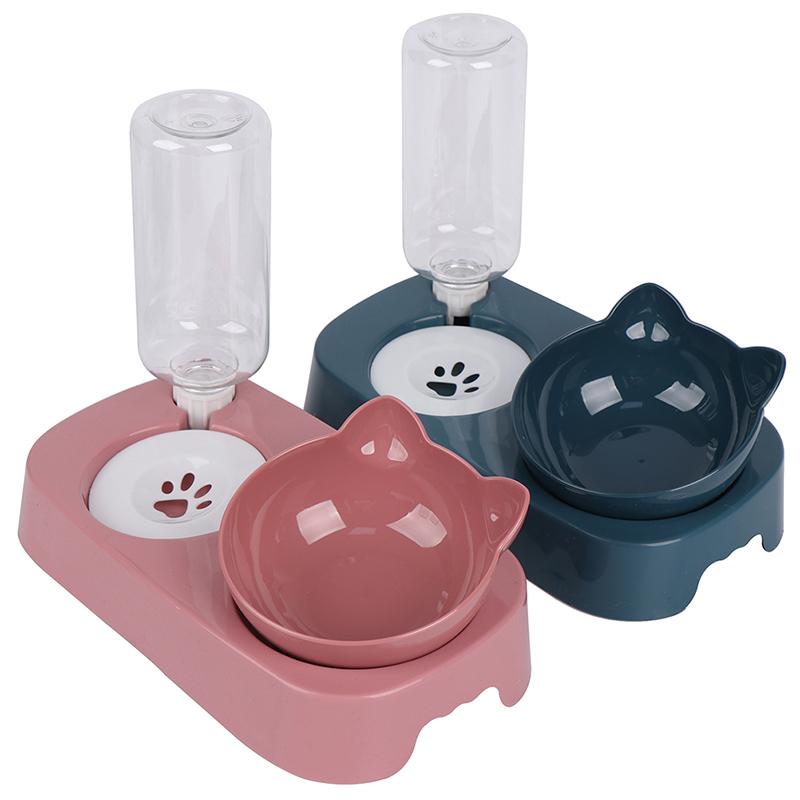 2 в 1 миска для кошек, дозатор воды, автоматический контейнер для хранения воды, кормушка для домашних животных, наклонная защита для шеи, миски для кошек