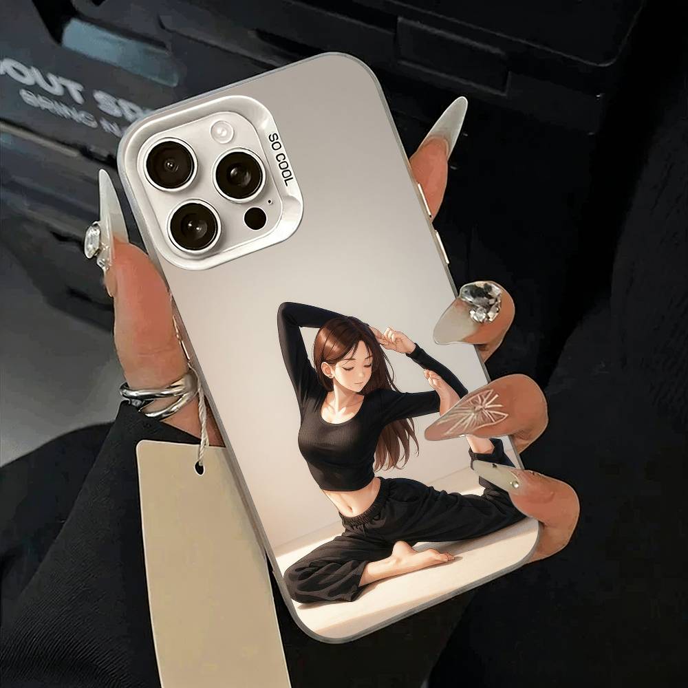 Чехол для телефона GYM Girl для iPhone 11 12 13 14 15 16 Pro Max Plus белый Серебристый Чехол для телефона