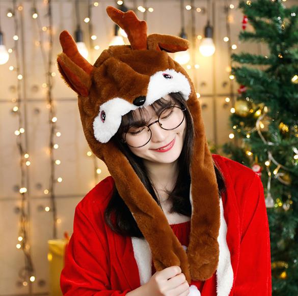 Милая шапка с заячьими ушками, подвижная подушка безопасности, мягкая шапка для прыжков, забавная игрушка для девочек, кавайная плюшевая шапка с героями мультфильмов, игрушки, подарок для взрослых и детей