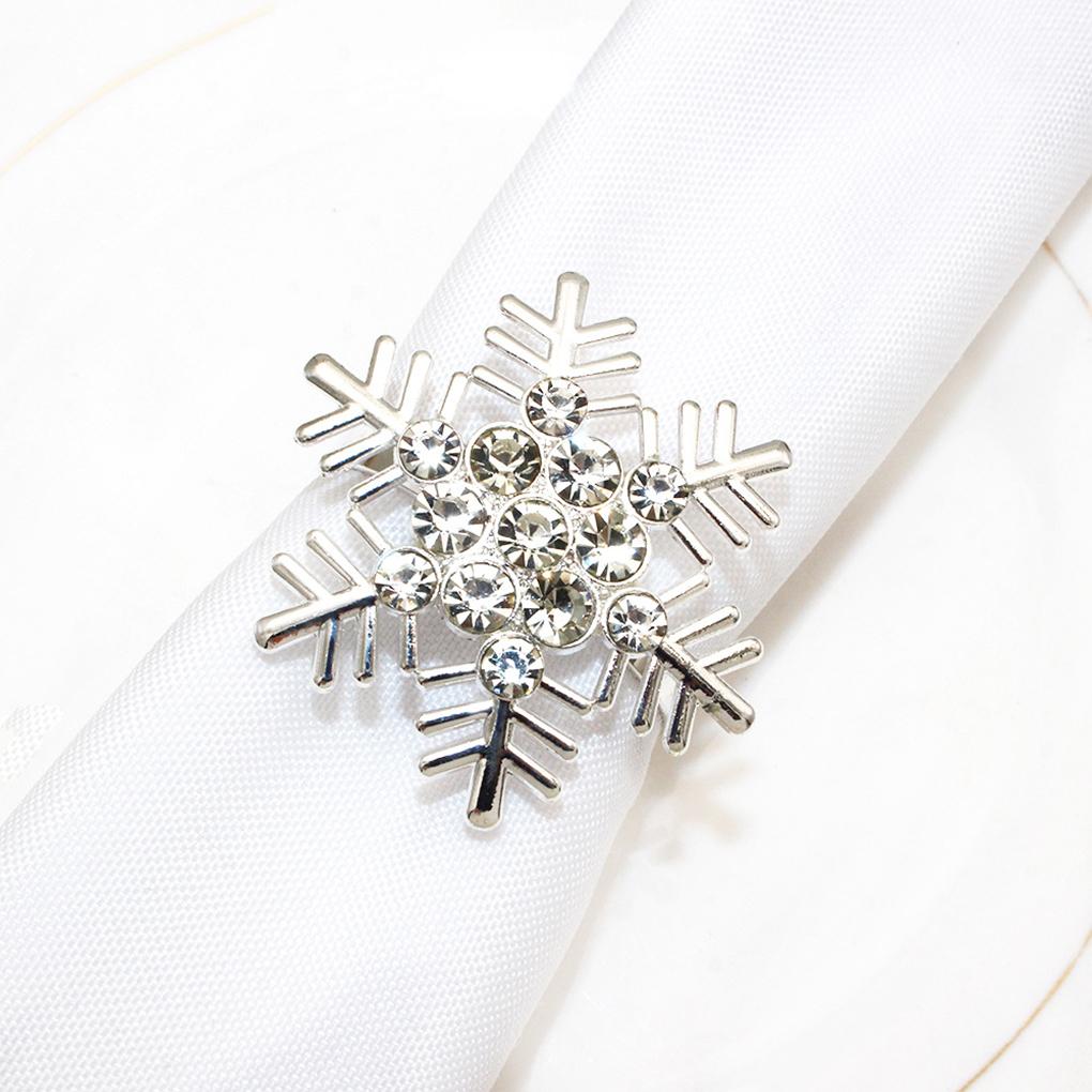 Мерцающие рождественские снежинки кольца для салфеток для элегантного украшения стола сплав кольцо для рта