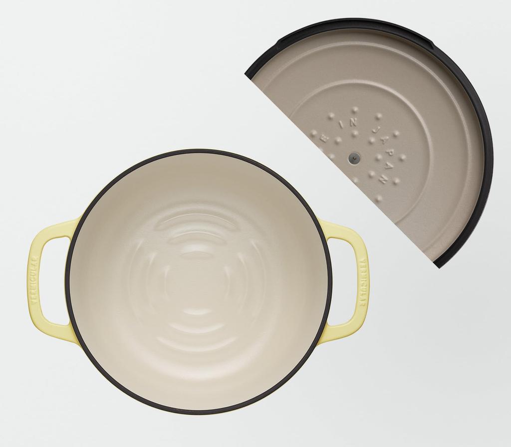 Vermicular Чугунная эмалированная кастрюля 22 см Матовый ромашково-желтый Безводная готовка Безводное запекание Книга специальных рецептов в комплекте Духовка Кастрюля 2 Самостоятельно стоящая крышка