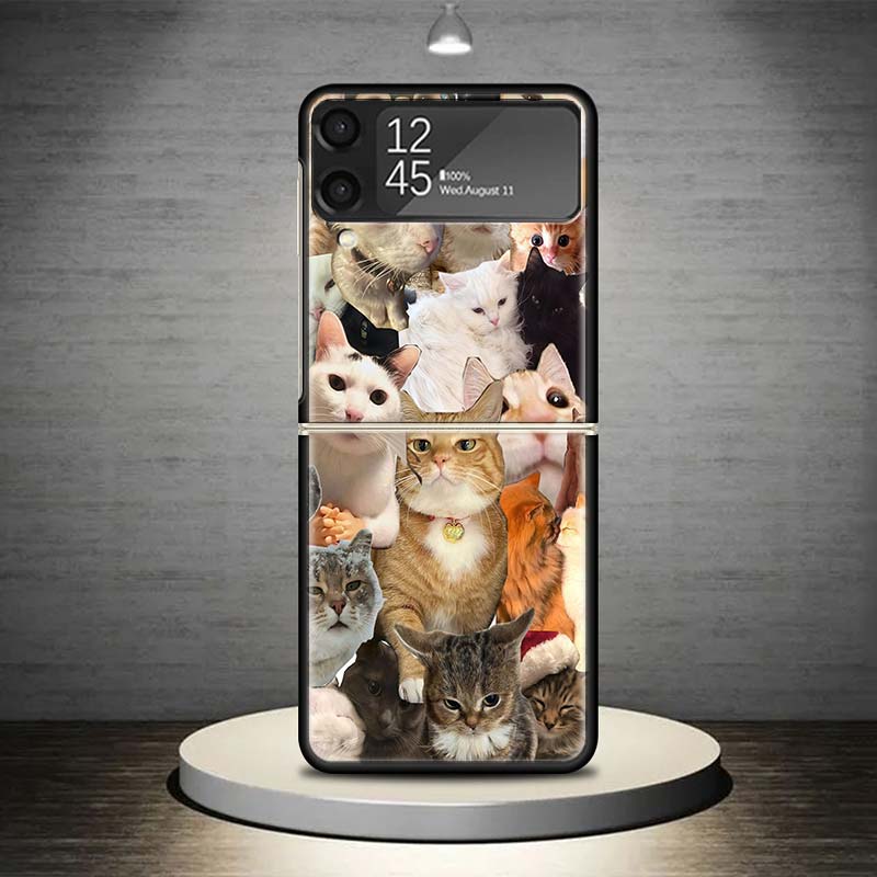 Чехол для телефона с мемами "Плачущий кот" для Samsung Galaxy Z Flip 7 6 5 4 3 5G Ударопрочный чехол Z Flip7 Flip6 ZFlip5 Flip3 Flip4 Роскошный чехол
