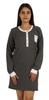 Womens Solid Nightshirt Full Sleeve Sleepwear Nightgown W  Patch