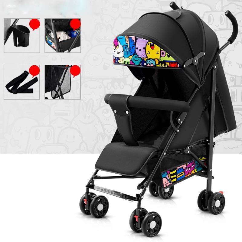 Portable Baby Stroller Sit Or Lie Down Folding Pushchair Backrest Adjustable