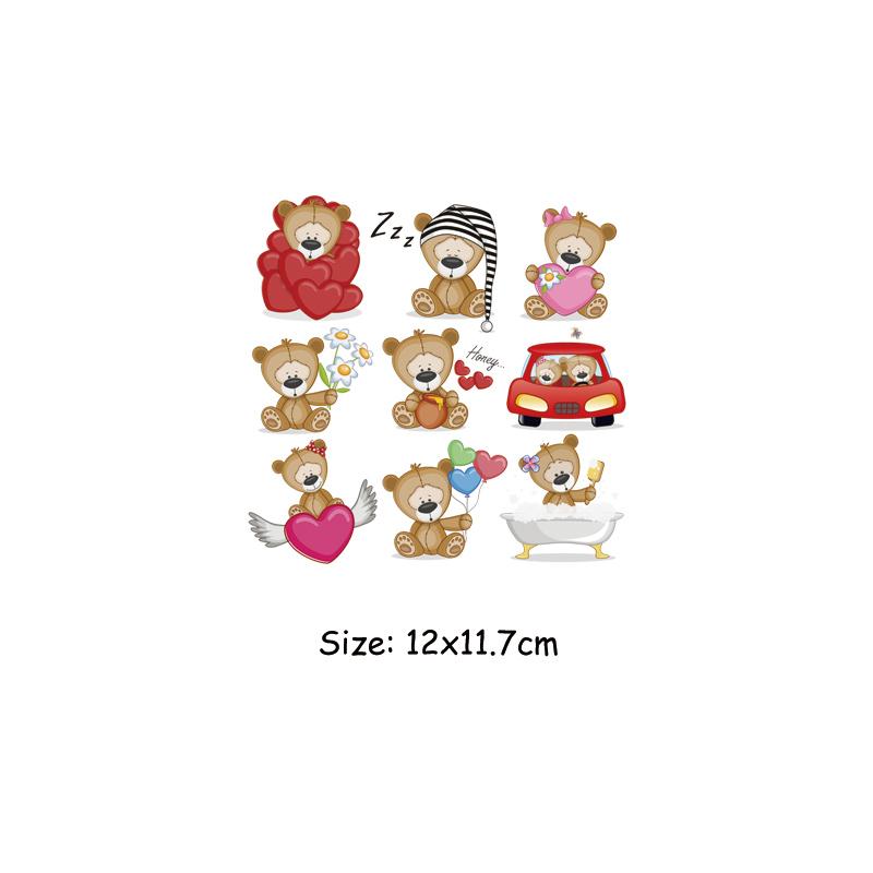Cool Bears Patch For Clothes Animal Pirnt Clothes Stickers Diy Parches Ropa T-Shirt Hoodies Heat Press Appliqued Iron On Patches