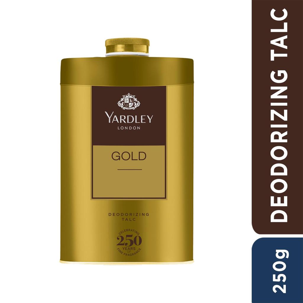 Yardley London Gold Deodorizing Talc for Men 250g Pack of 1 Fresh Woody Masculine Fragrance Body Powder