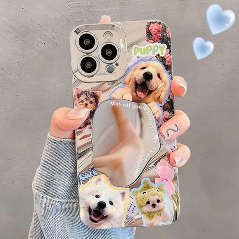 Роскошный чехол для телефона Make UP Mirror Wave для iPhone 13 11 16 Pro Max 14 15 12 16promax 15promax с рисунком собак, кошек и животных