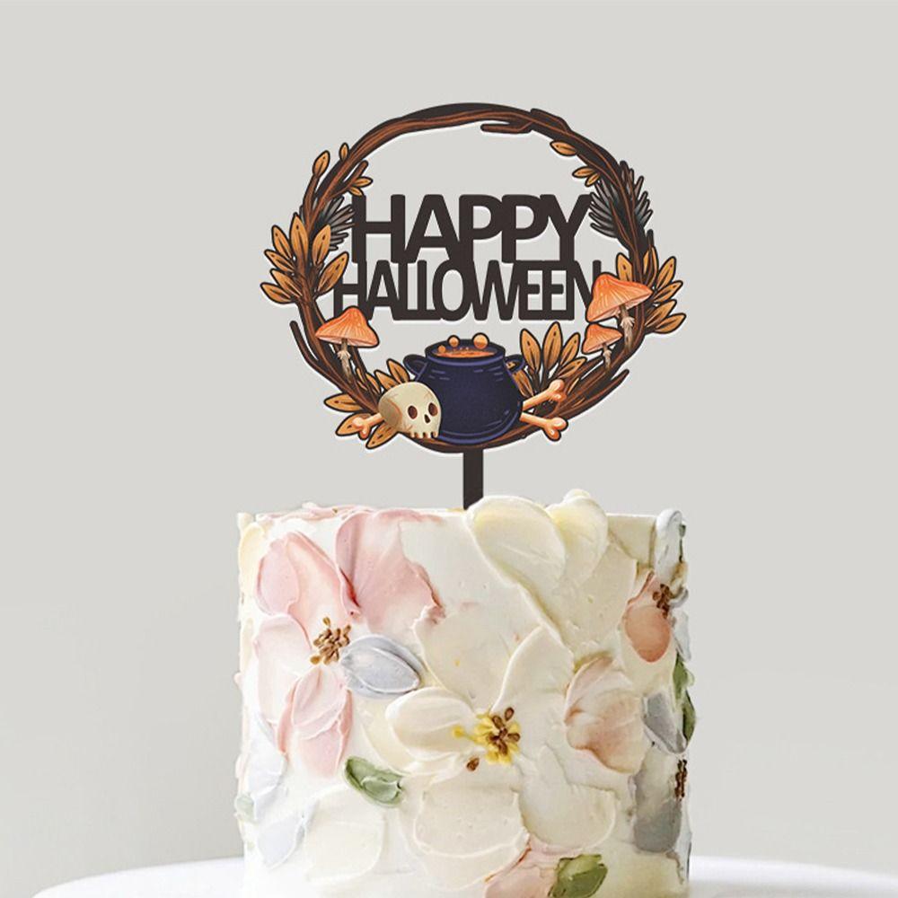 Cartoon Bat Pumpkin Cupcake Toppers Bat Pumpkin Ghost Skull Cake Insertion Flag Home Decoration