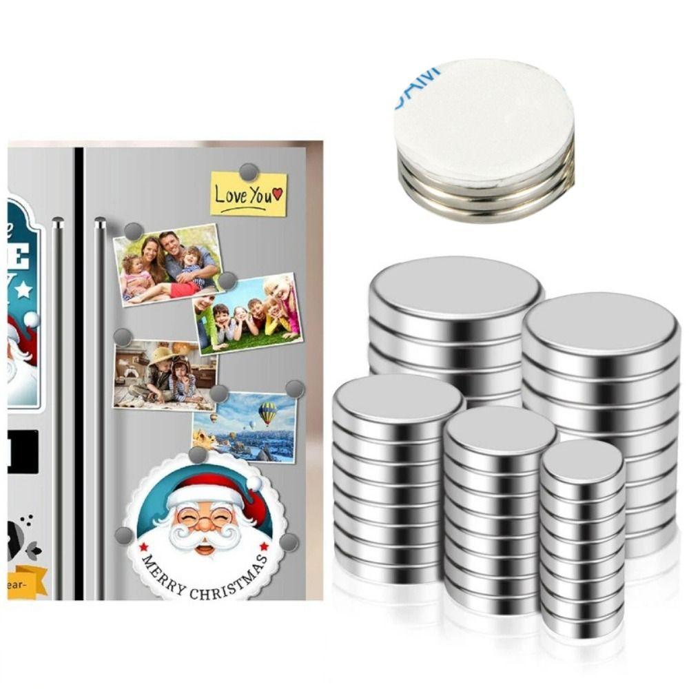 5pcs Mini Sticky Magnets Disc Round Strong Permanent Magnet Adhesive Magnet Refrigerator