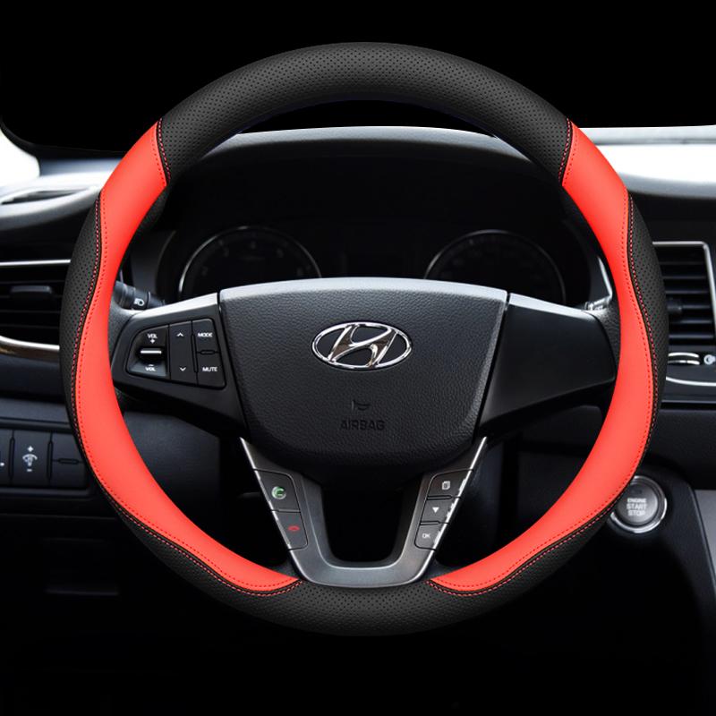 Кожаная накладка на руль автомобиля для Hyundai Tucson Nx4 Santa Fe Mx5 Elantra N Palisade Creta Grand Kona 2024 2025 Аксессуары