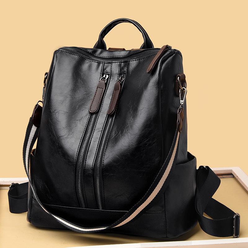 Fashion Backpack, Simple Women'S Bag, Lightweight Schoolbag, Leisure Travel, Large-Capacity Soft Leather Backpack, Women'S Bag