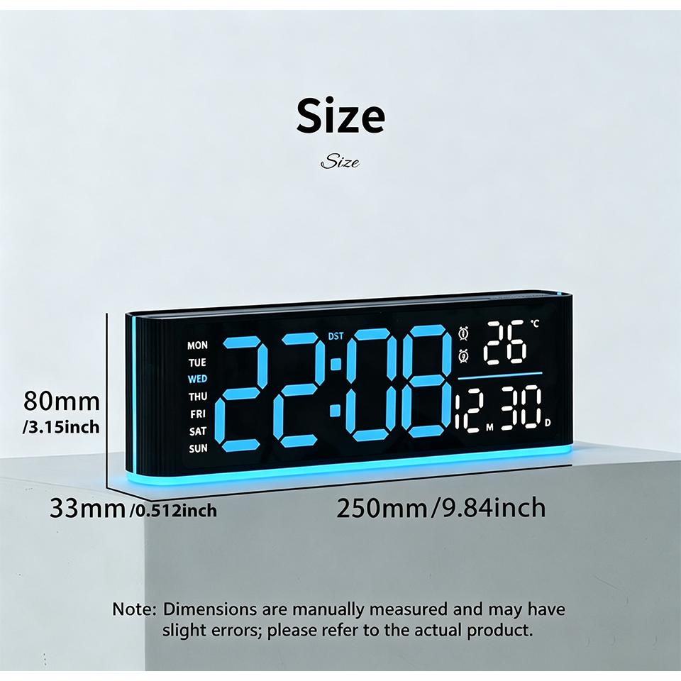 Digital Alarm Clock with Temperature Date Display Dual Alarm Brightness Adjustable LED Table Alarm Clock for Office Bedside2