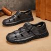 Fashion Male Sandals Leather Breathable Men's Casual Shoes Summer Non Slip Classic Roman Sandals Slip On Clogs Outdoor Walking Shoes