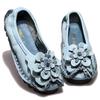 Women Loafers Genuine Split Leather Flat Heels Flower Round Toe Soft Solid Sandals Platform Ladies Shoes