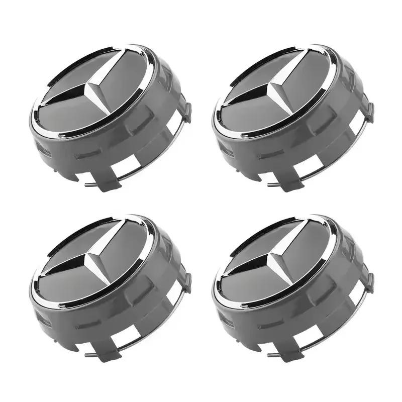 New 4pcs 75mm  For Mercedes Benz Black Red Raised Car Styling Wheel Center Cap Hub Covers Badge Car Accessories AMG A00040009001