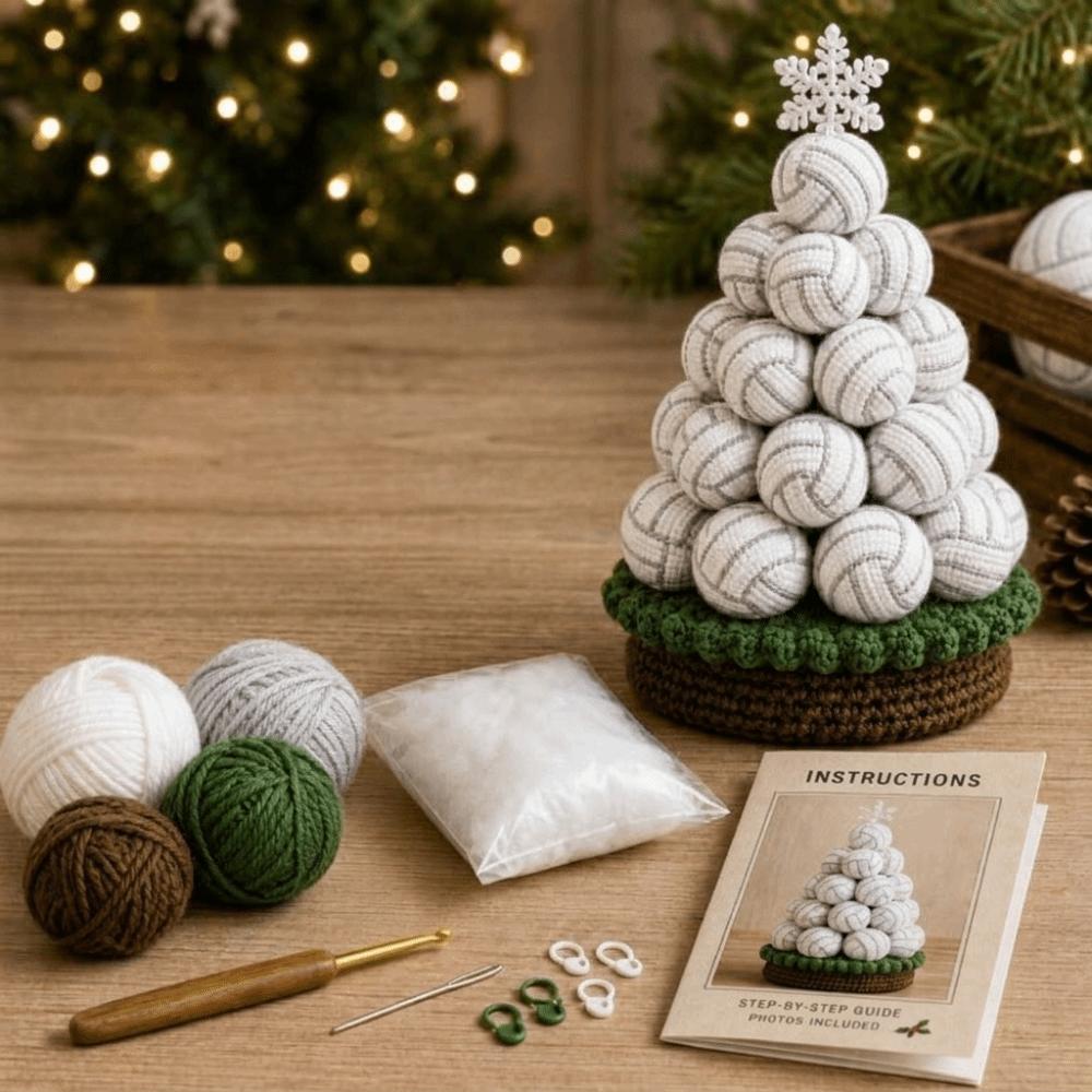 Multi-layered Crochet Christmas Tree Kit Sports Ball Christmas Tree Material Kit Home Decoration