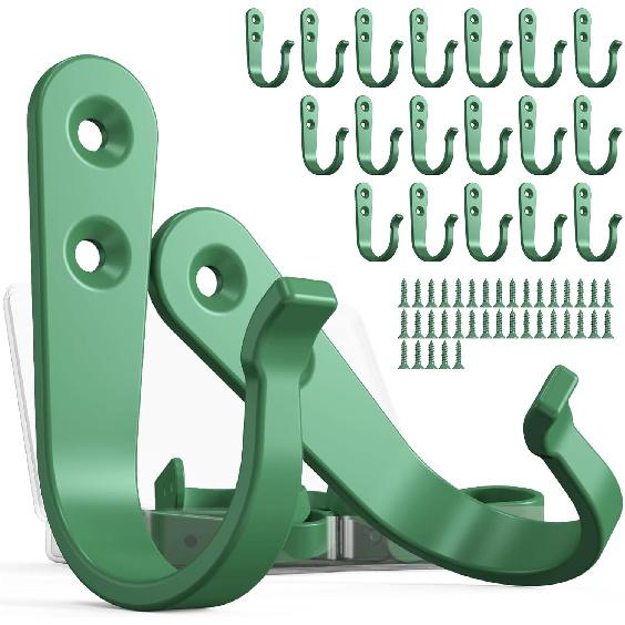 20PCS Heavy Duty Metal Coat Hooks for Wall, Single Prong Hanging Hooks with 40 Screws for Towels, Backpacks, Hats & Dog Leashes