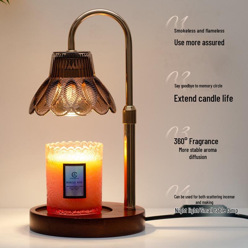 Retro Glass Aromatherapy Wax Melt Lamp - Flameless Scented Bedroom Night Light Desk Decor