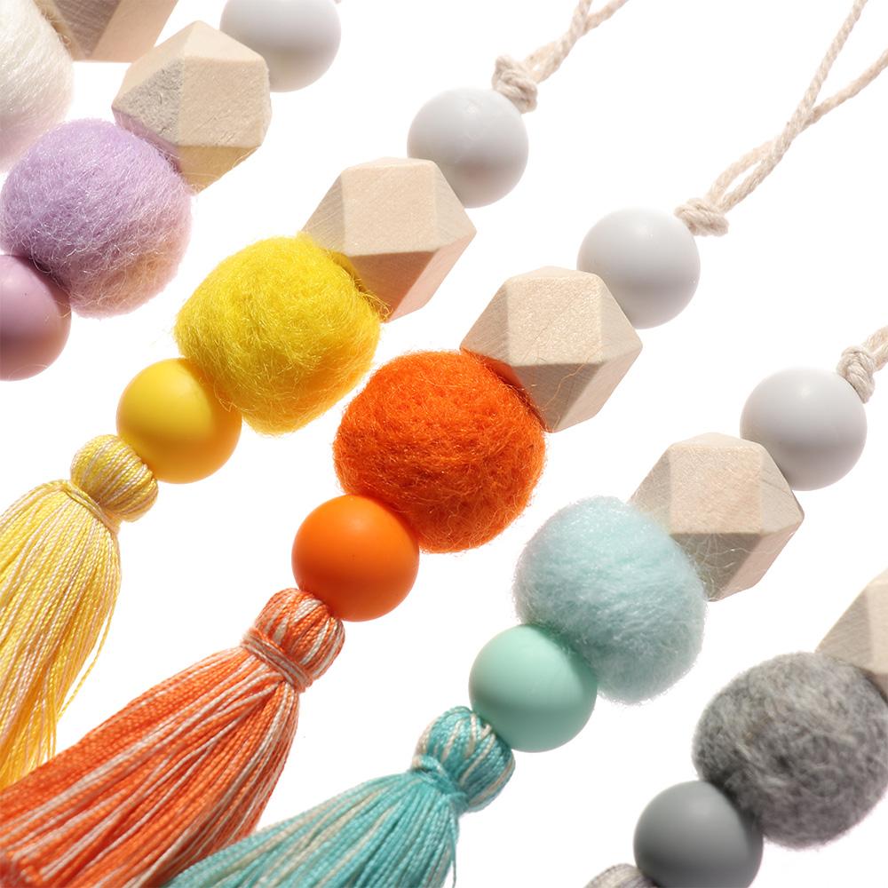 Natural Wood Beads Closet Hanging Ornaments Wall Decorations Car Hanging Drop Hanging Pendant