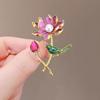 Exquisite  Magpie Lotus Brooch For Women Coat Pins Badges Vintage  Flower Corsage Bridal Dress Wedding Party Jewelry