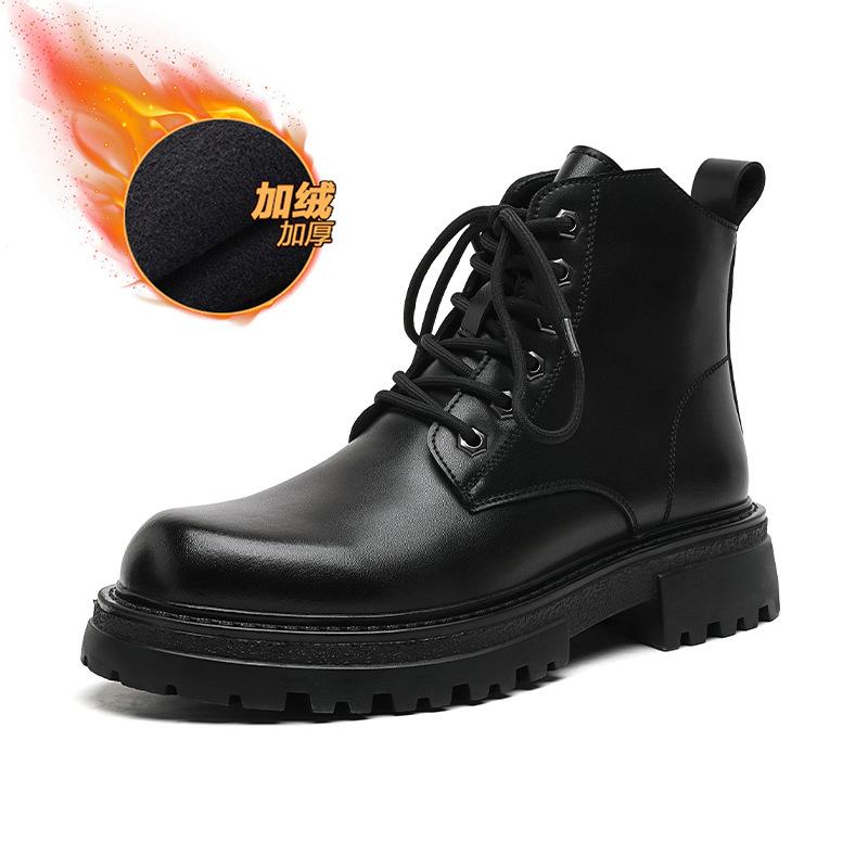 Ботинки Мартин мужские весенние новые в британском стиле на платформе с увеличением высоты кожаные ботинки средней высоты в стиле локомотив 25008-R