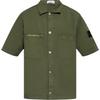 FW24 Pima Cotton Minimalist Casual Button Badge Twill Short Sleeve Shirt Men Shirts Moss-Green 811512410-V0059