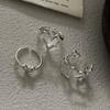 925 Sterling Silver Rings for Women Couple Minimalist Handmade Simple Hollow Heart Ring Party Jewelry Gift Prevent Allergy
