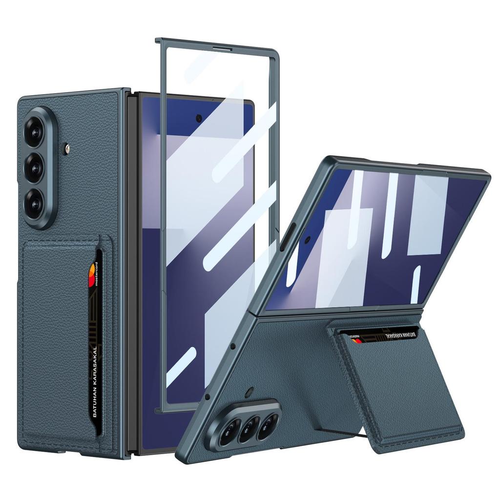 Ультратонкий кожаный чехол для телефона Samsung Z Fold7 с держателем для карт и подставкой