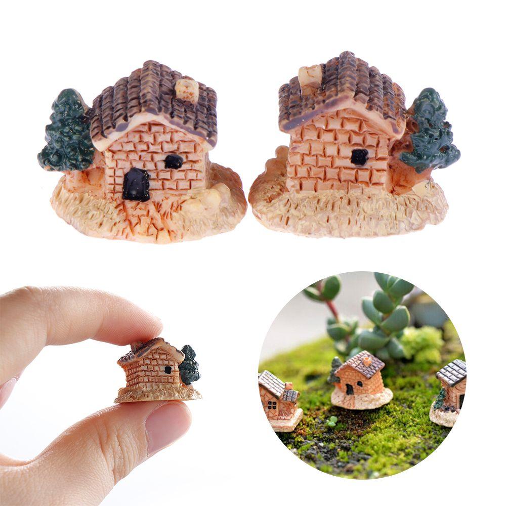 Garden Ornament Home Decor Moss Cottages Mini Small House Micro Landscape Figurines & Miniatures