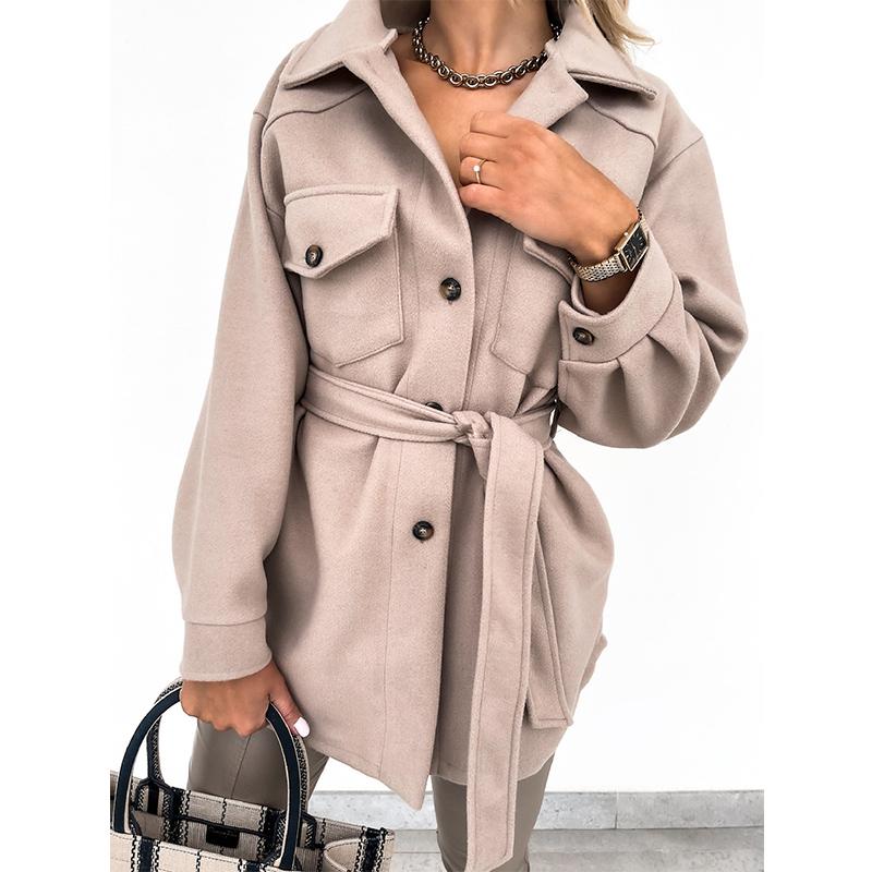 TWINFLAMES Офисная куртка с лацканами, женская осенне-зимняя повседневная женская верхняя куртка с длинным рукавом, модная деловая куртка-рубашка