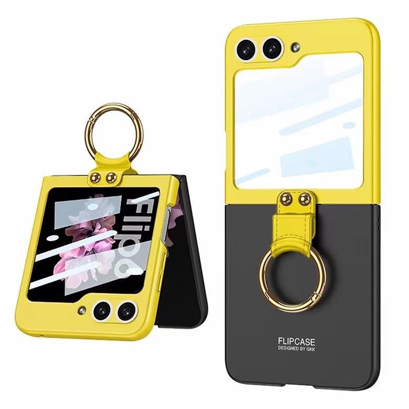 Складной чехол Samsung Galaxy Z Flip6 Color Block с защитной пленкой для экрана и кольцом-держателем