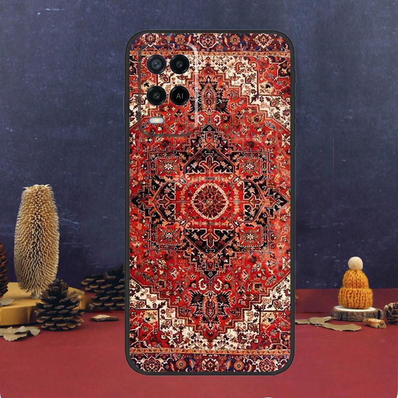 Persian Carpet Floral Pattern For OPPO A58 A78 A98 A15 A16 A17 A76 A96 A77 A52 A72 A5 A9 A79 A94 A74 A57S A53S A54S Case