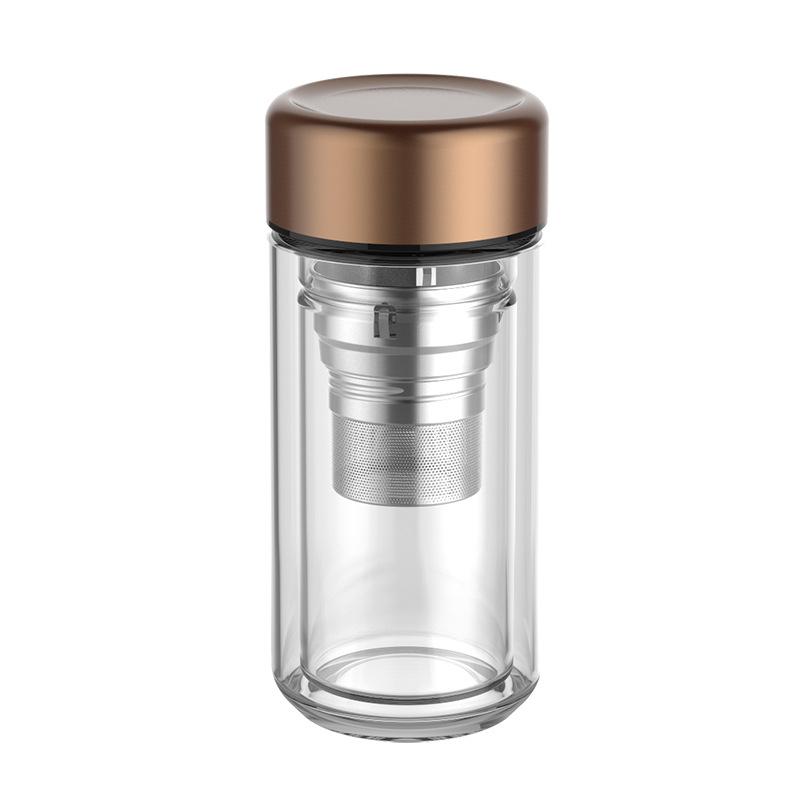 Двухслойная стеклянная чашка для чая для мужчин и женщин, портативная чашка для разделения чая с крышкой, чашка для воды