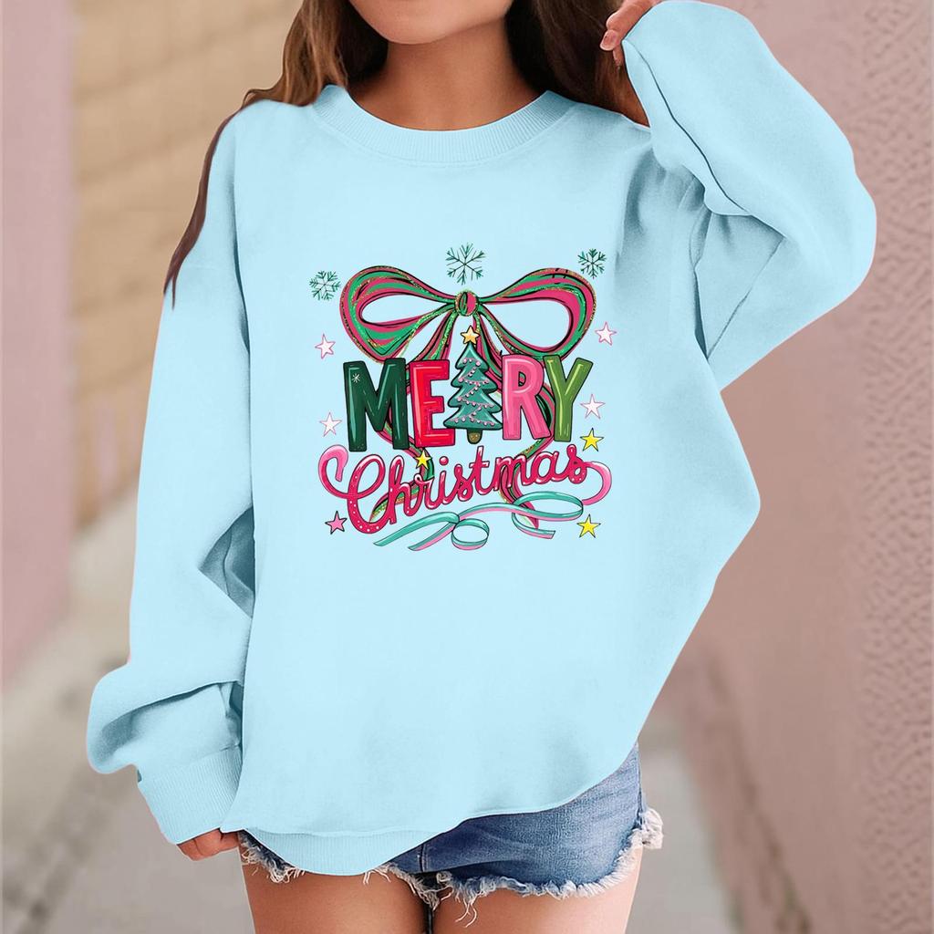 Children's Fashionable Casual Long-sleeved Loose Christmas Print Pullover Sweatshirt